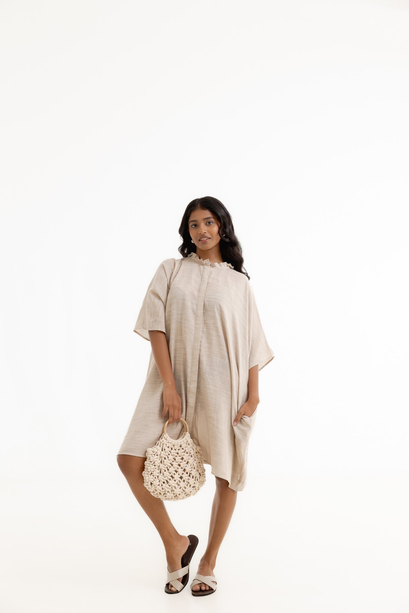 Remi Over Sized Dress -  Soft Linen - Mushroom