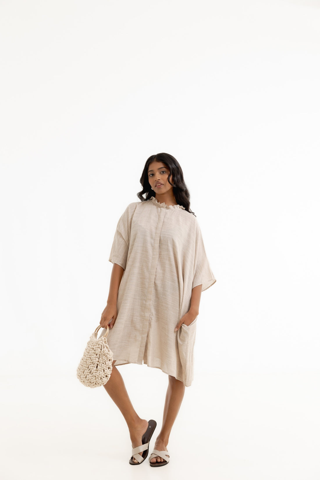 Remi Over Sized Dress -  Soft Linen - Mushroom