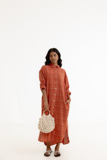 Shirt Dress -  Terra Cotta Yarn Dyed