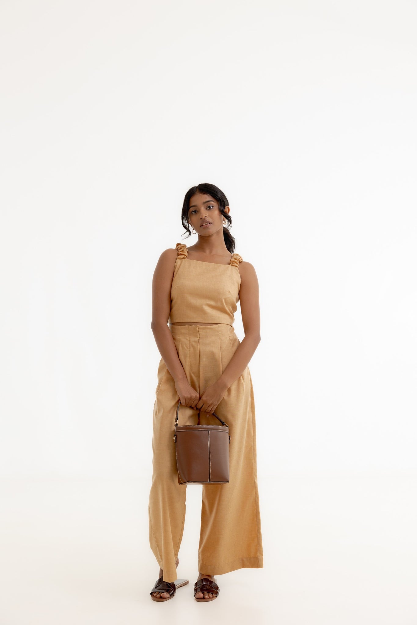 Crop Top -  Mustard Linen