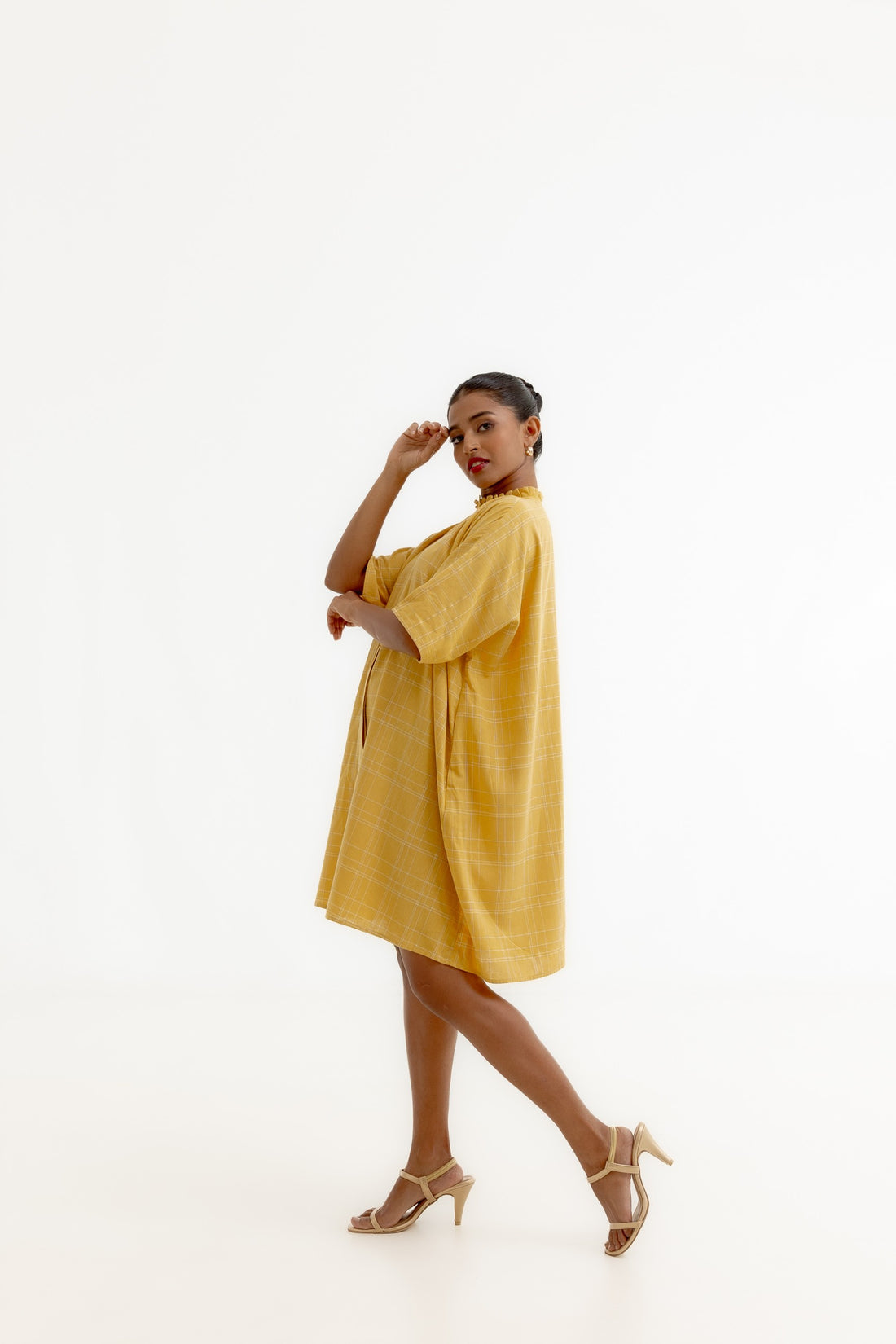 Remi Over Sized Dress -  Mustard Yellow Yarn Dyed Check