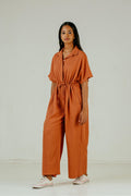 Point Collar Jumpsuit - Burnt Orange 