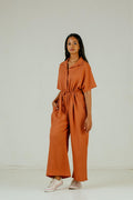 Point Collar Jumpsuit - Burnt Orange 