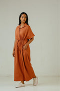 Point Collar Jumpsuit - Burnt Orange 