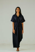 Point Collar Jumpsuit - Navy