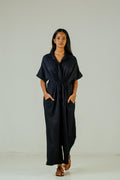 Point Collar Jumpsuit - Navy